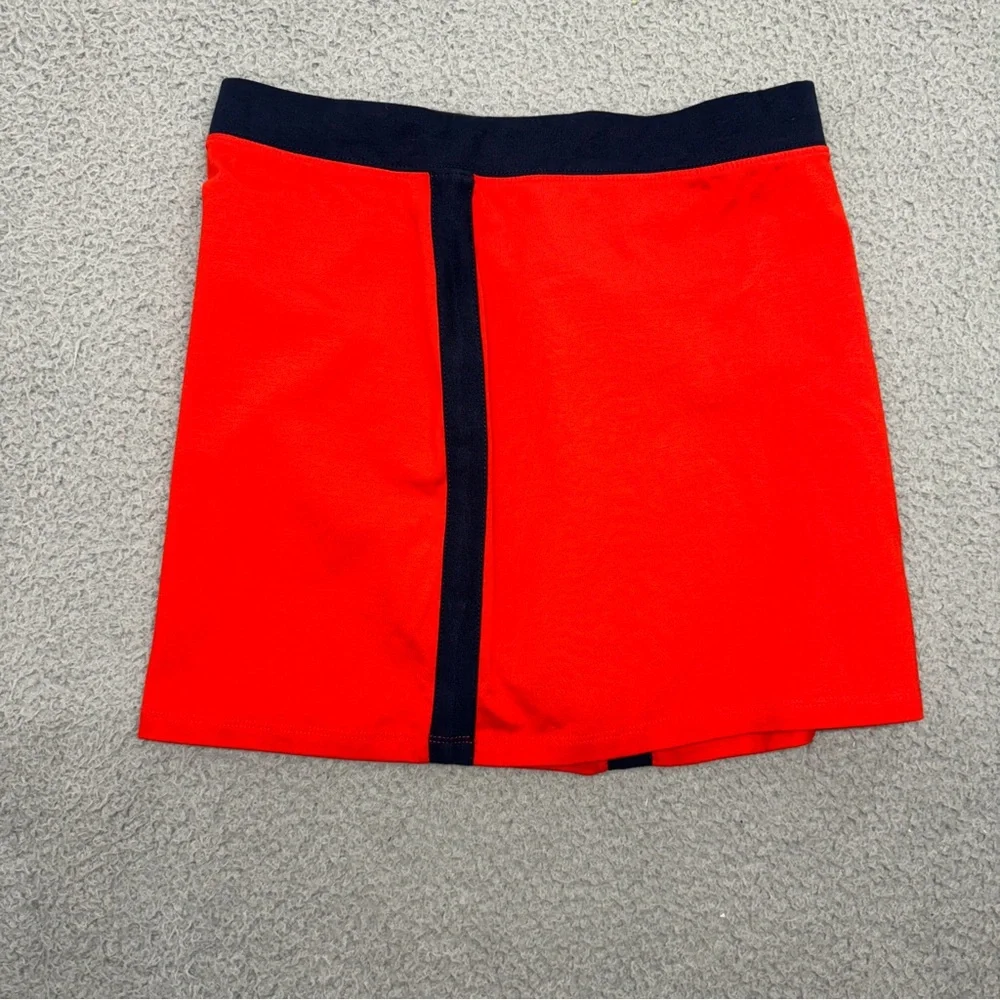 Juicy Couture Mini Skirt Girls 16 Red Blue Logo Stripe Stretch Cheerleader Y2K